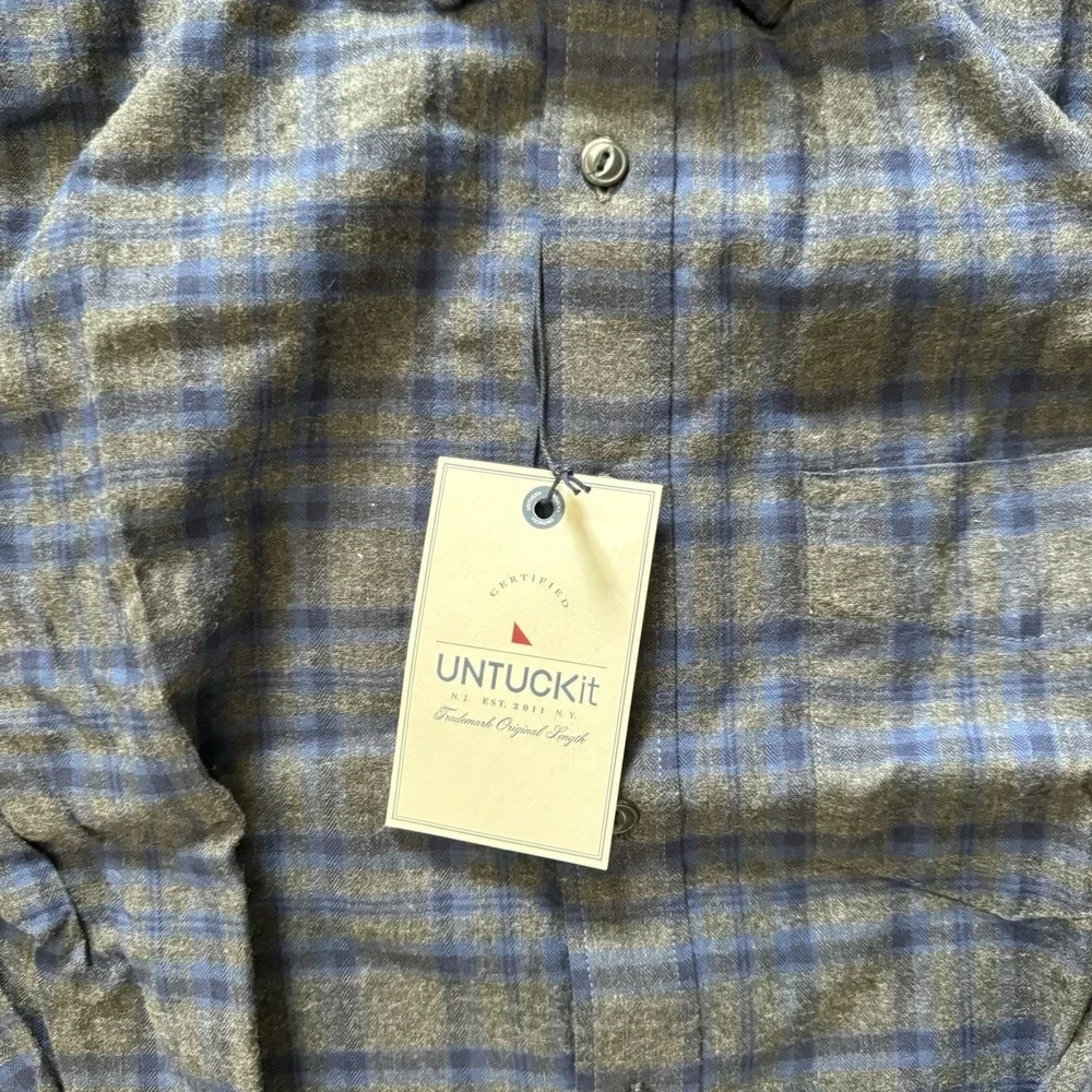 NWT UNTUCKit Macari Flannel Style Mens Long Sleeve Button Up Shirt Size XS Slim - Picture 5 of 11